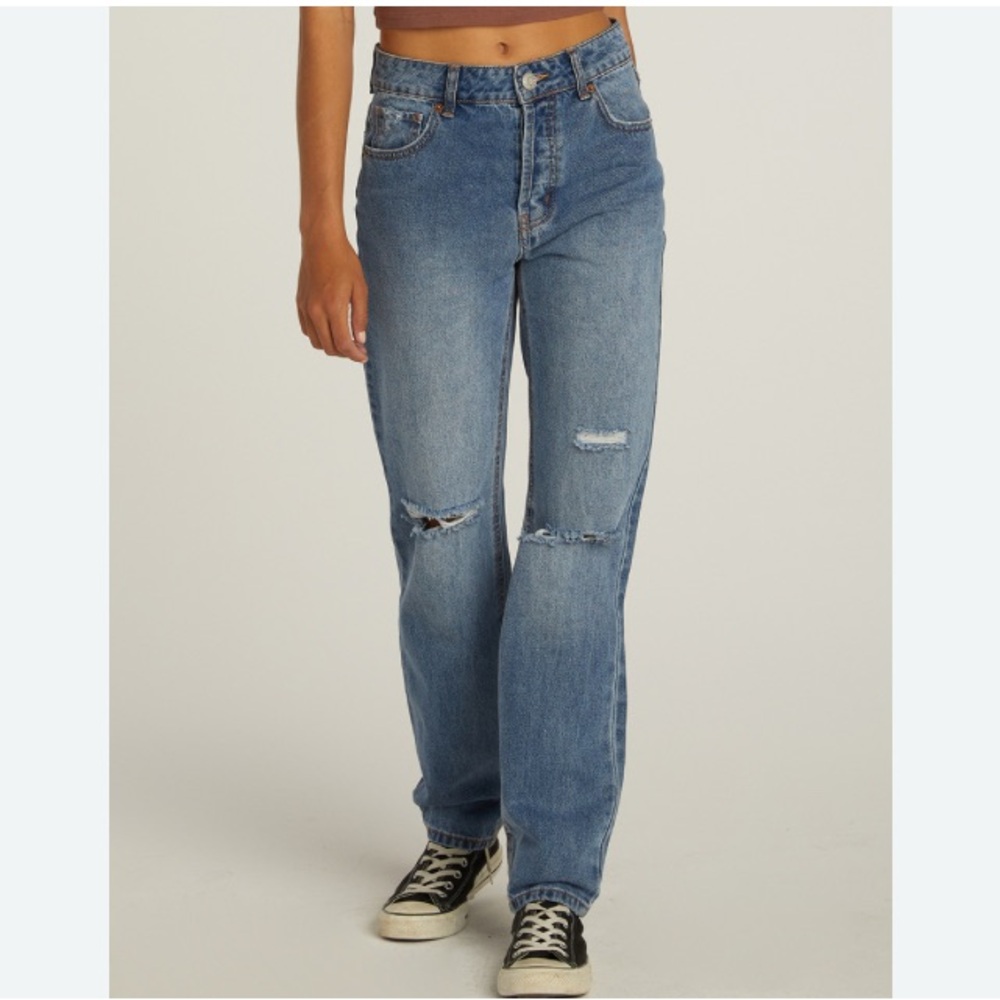 RSQ Blue Straight Leg Jeans with Vintage Distressing